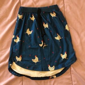 Navy Chicken Patterned Kids Skirt
